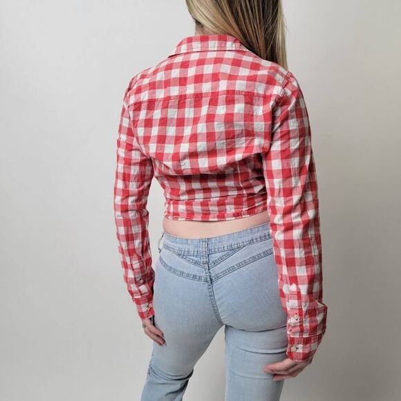y2k Cropped Tie Front Plaid Country Girl Button Down by A&F - M - Picture 2 of 6